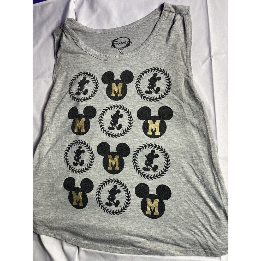 Disney Mickey Mouse Graphic Tank Top XL Gray Sleeveless Casual - Picture 3 of 5